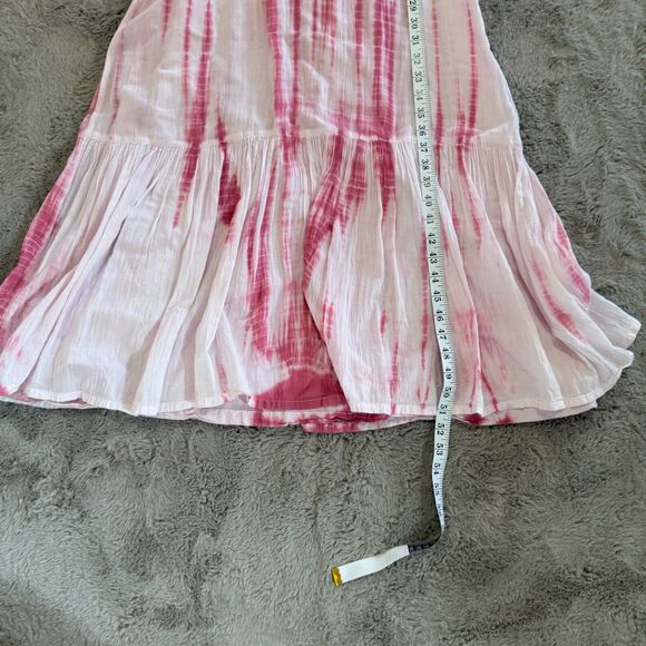 J. Jill Women's Tie-Dye Maxi Dress Size 4 Pink White Crinkle Boho Summer Sundres - Picture 6 of 8